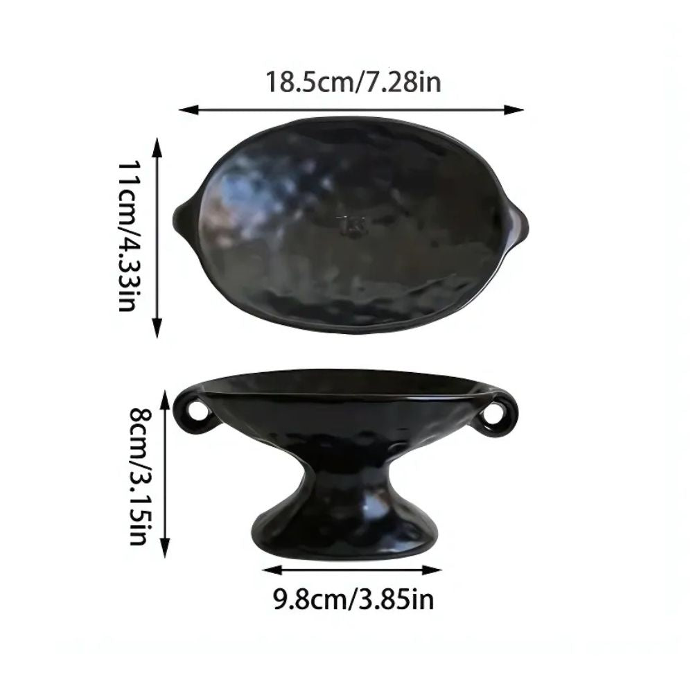 Dual-Ear Ceramic Oval Organiser — size and scale reference
