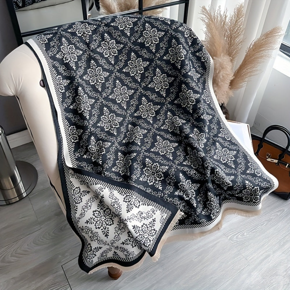 Elara Damask Print Scarf Shawl — size and scale reference