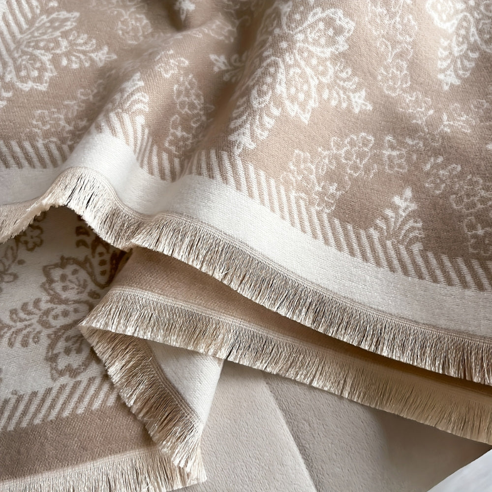 Elara Damask Print Scarf Shawl — lifestyle shot