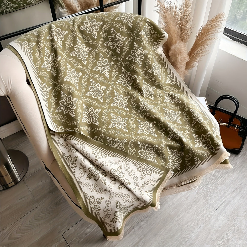 Elara Damask Print Scarf Shawl — alternate angle view