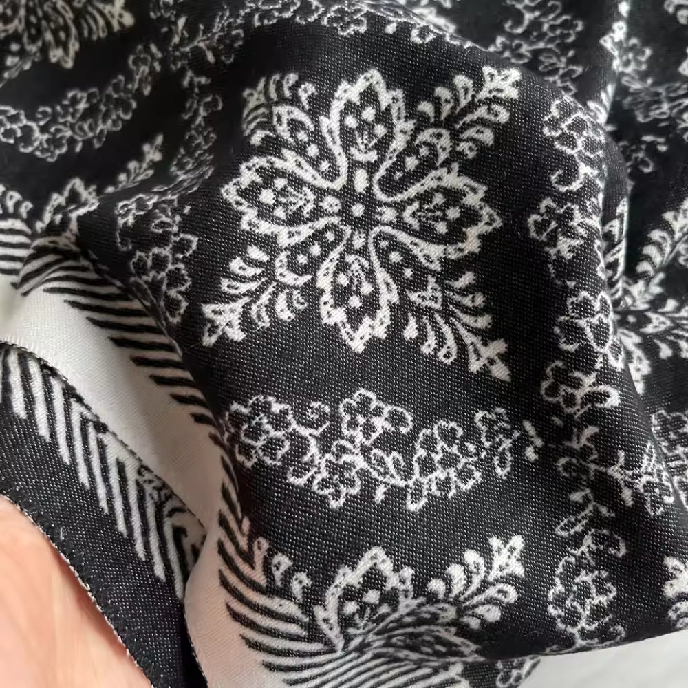 Elara Damask Print Scarf Shawl — product in use