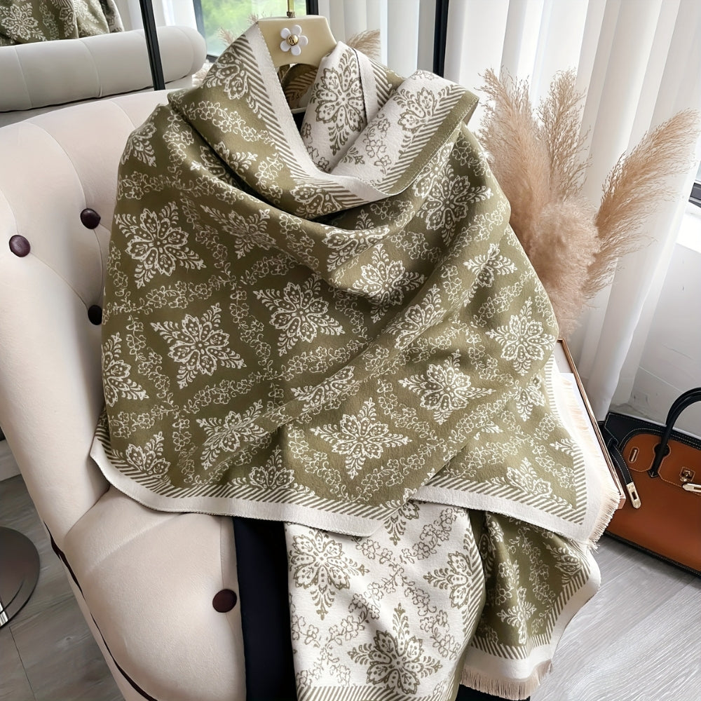 Elara Damask Print Scarf Shawl — product close-up