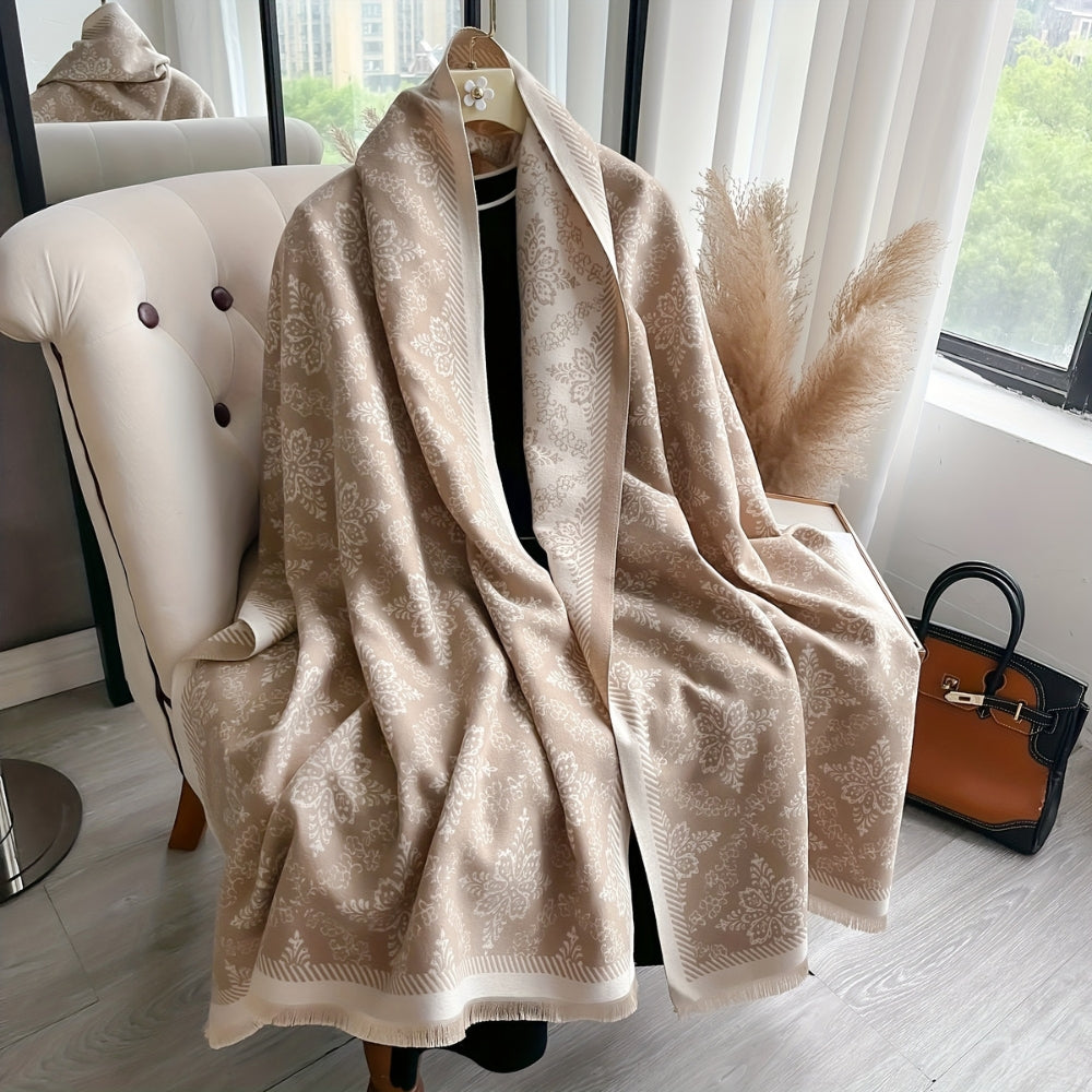 Elara Damask Print Scarf Shawl — main product photo