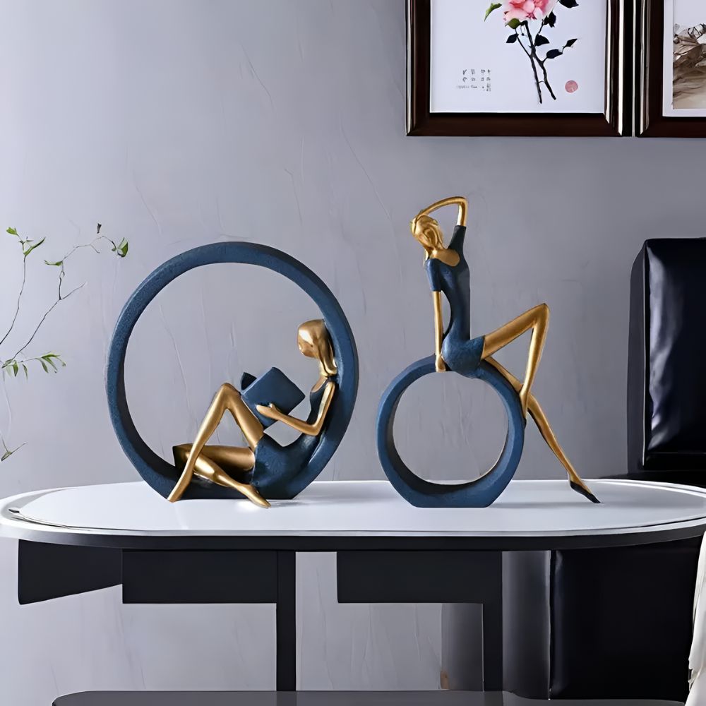 Elegant Resin Lady Statues | 2pcs Set — product detail view