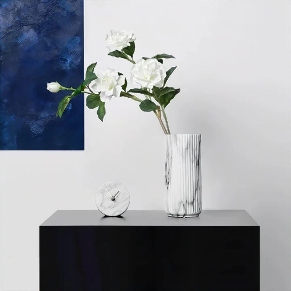 Elegant Vertical Marble Ceramic Vase — product detail view