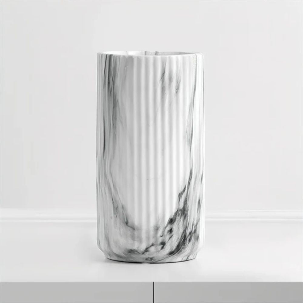 Elegant Vertical Marble Ceramic Vase — alternate angle view