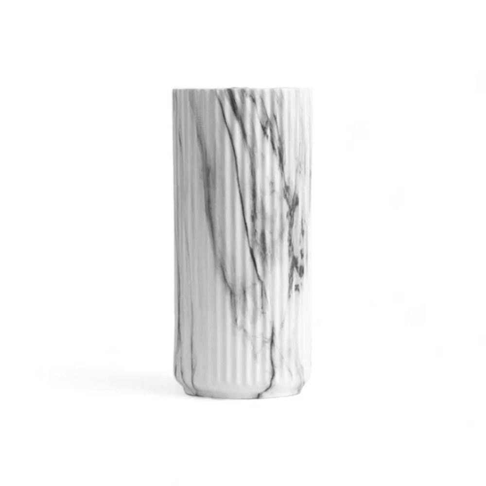 Elegant Vertical Marble Ceramic Vase — size and scale reference