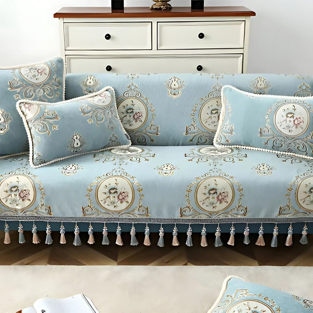Elise Chenille Beaded Edge Cushion Cover — lifestyle shot