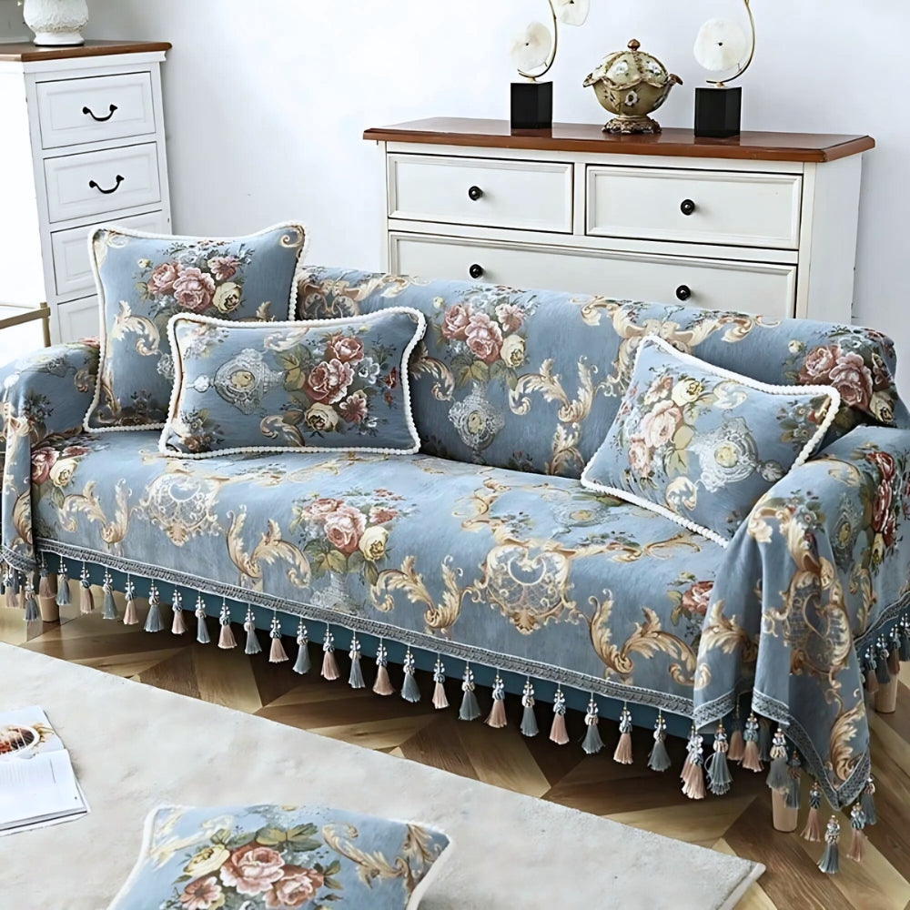 Elise Chenille Beaded Edge Cushion Cover — product in use