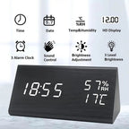 Elora Wooden LED Alarm Clock Digital Display — product close-up