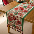 Embroidered Floral Tassel Table Runner — main product photo