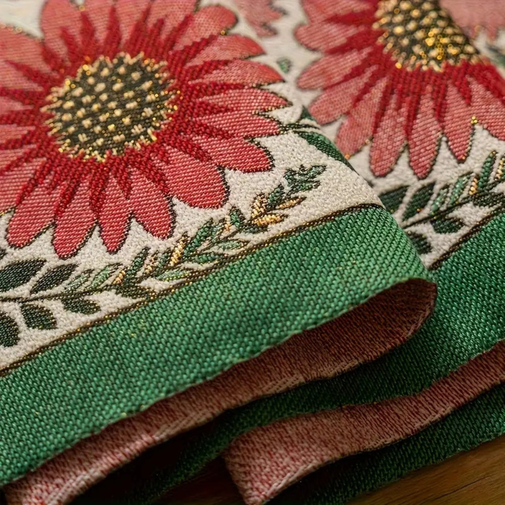Embroidered Floral Tassel Table Runner — product feature detail