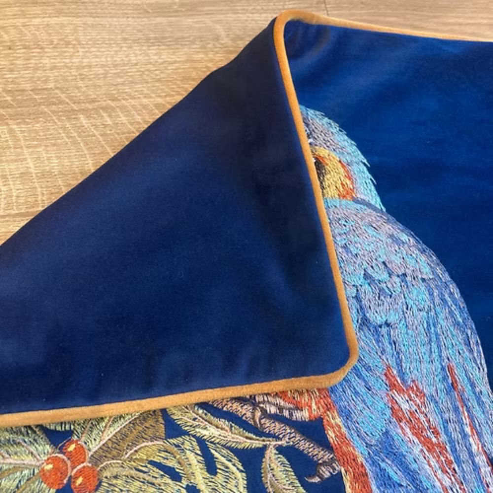 Embroidered Parrot Cushion — product close-up