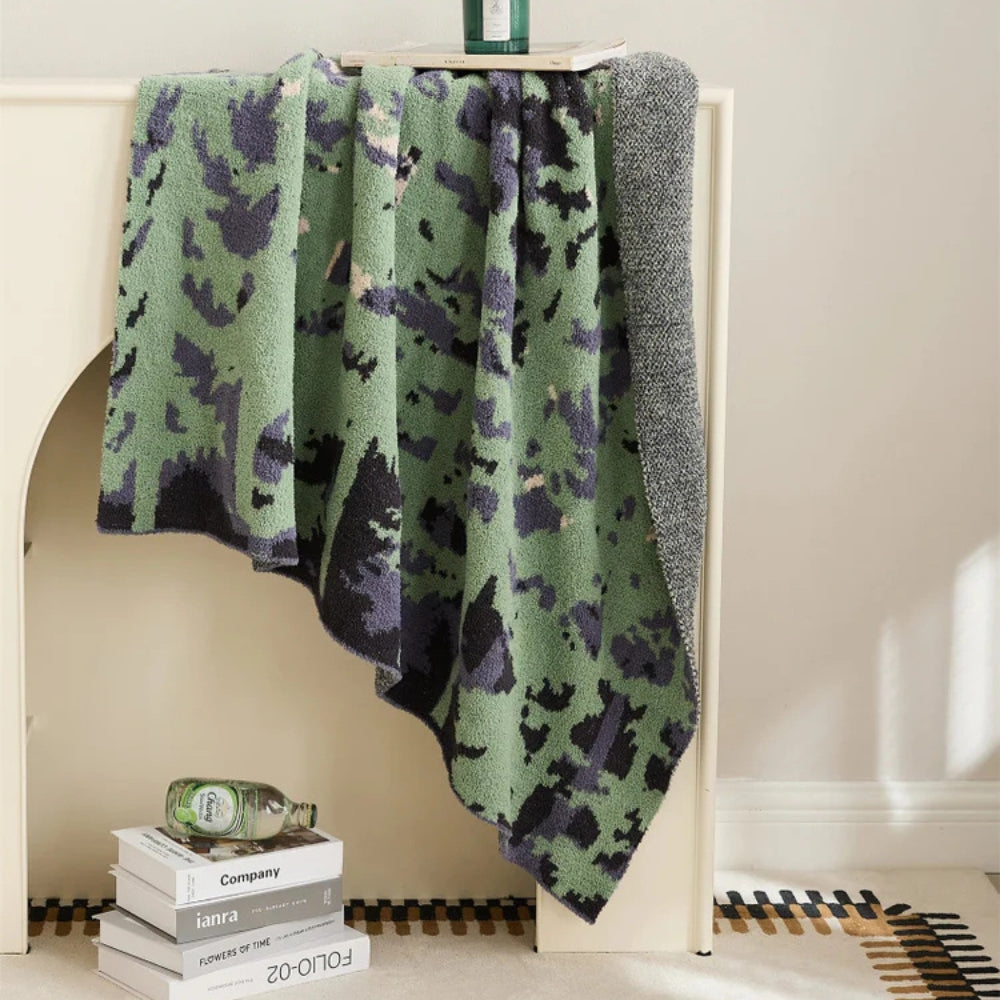 Emeraude Forest Soft Knitted Throw Blanket — product in use
