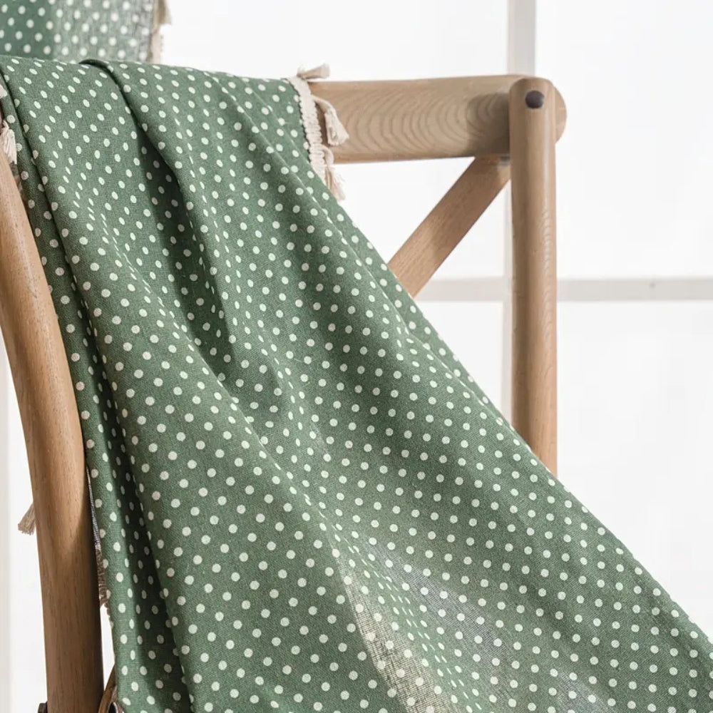 Everfern Dappled Polka Dot Tassel Curtain — product detail view