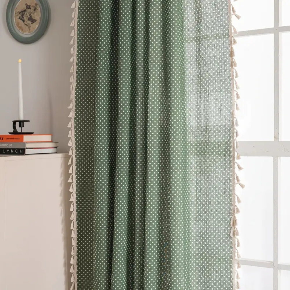 Everfern Dappled Polka Dot Tassel Curtain — main product photo