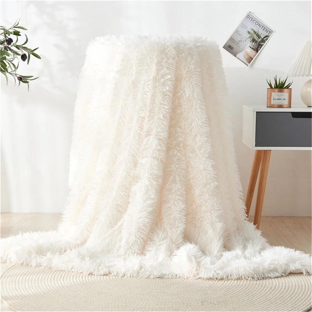 Fuzzy Faux Fur Blanket Throw — product detail view
