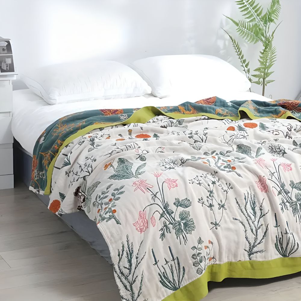 Farmhouse Floral Cotton Gauze Blanket — main product photo