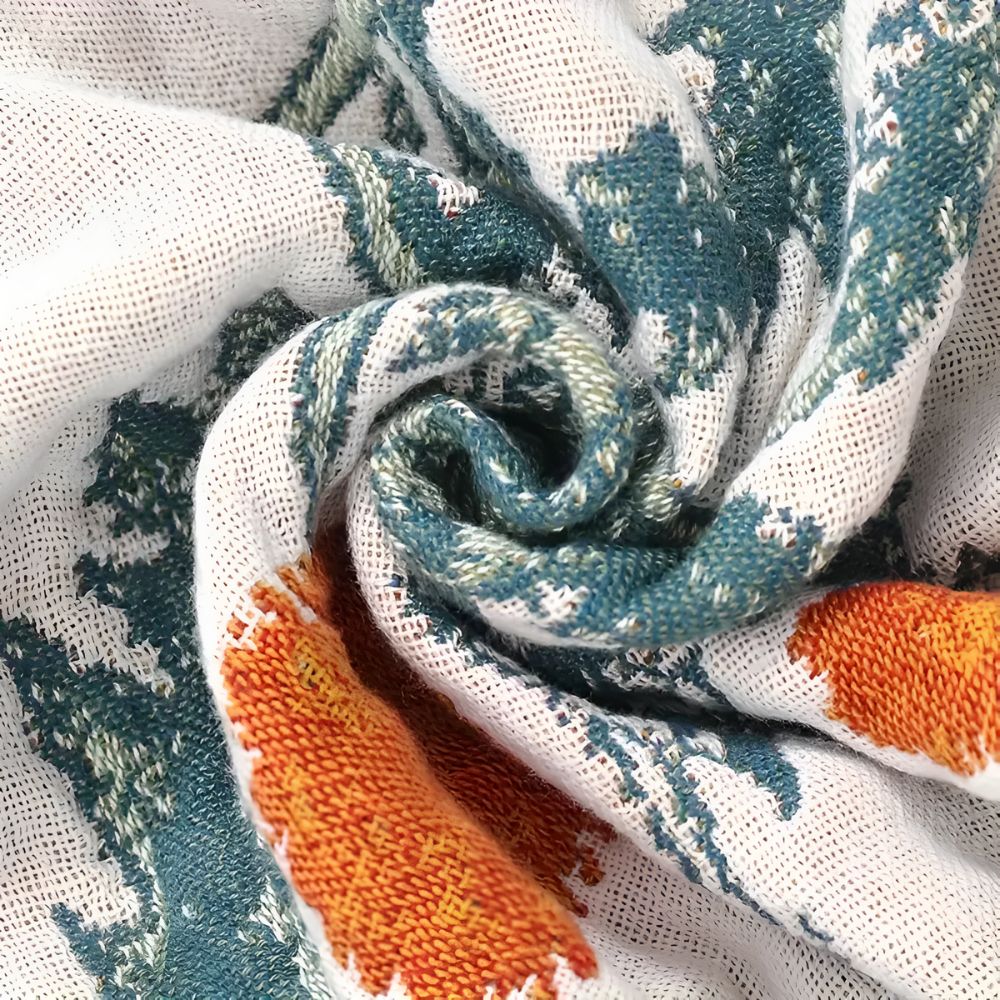Farmhouse Floral Cotton Gauze Blanket — product in use