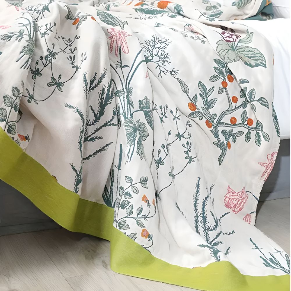 Farmhouse Floral Cotton Gauze Blanket — additional view