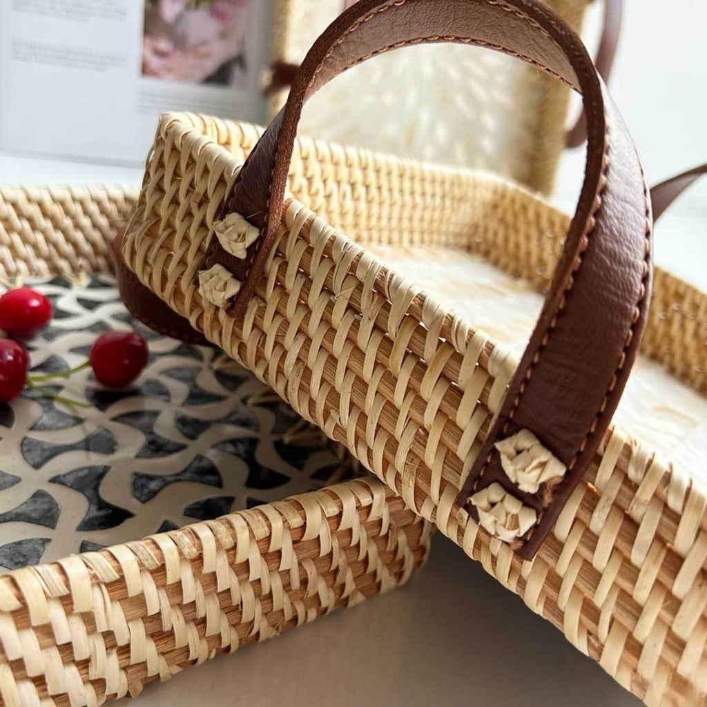 Farmhouse Rattan Tray in Assorted Patterns — product detail view