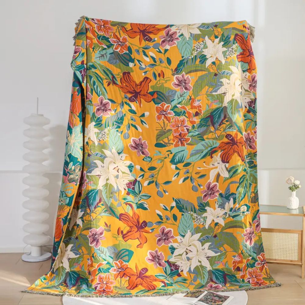 Festival Tropics Cotton Blanket — product detail view