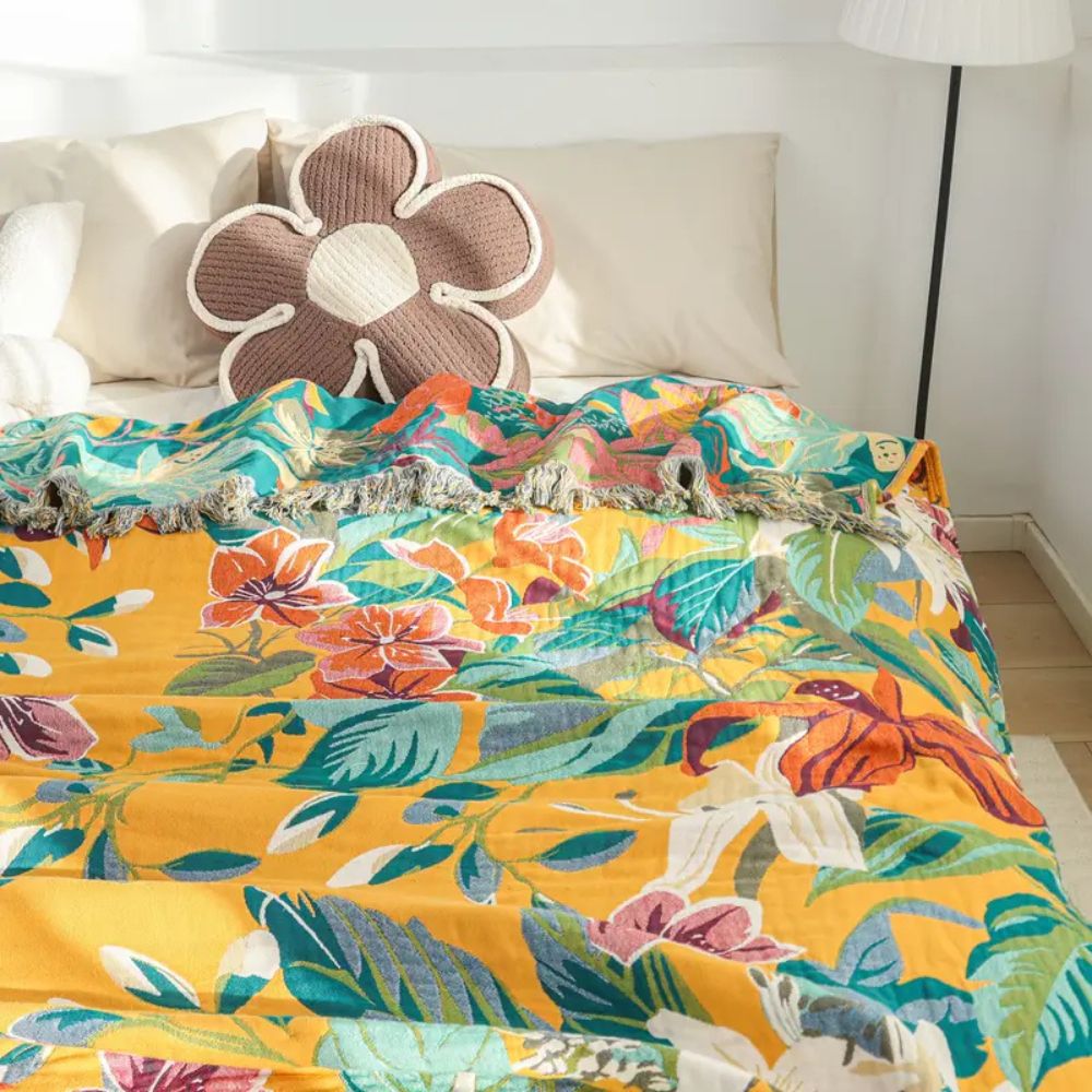 Festival Tropics Cotton Blanket — alternate angle view