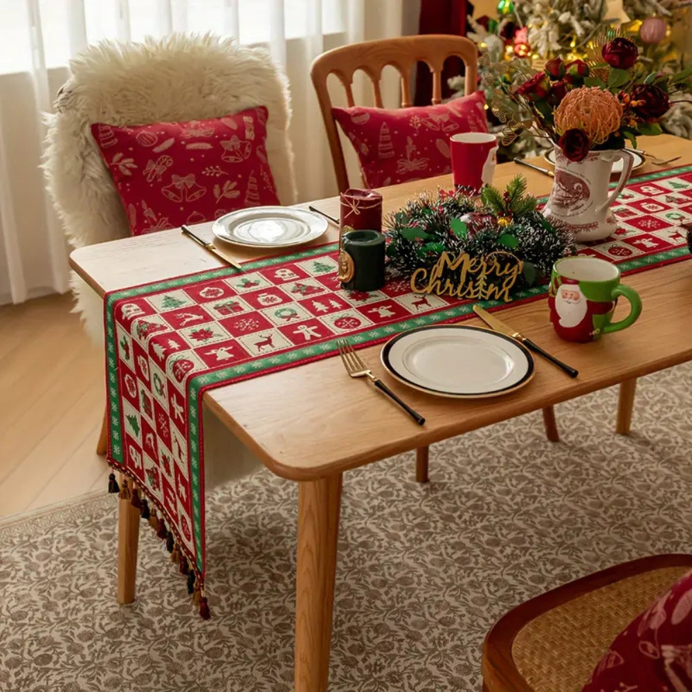 Festive Charm Holiday Table Runner — lifestyle shot