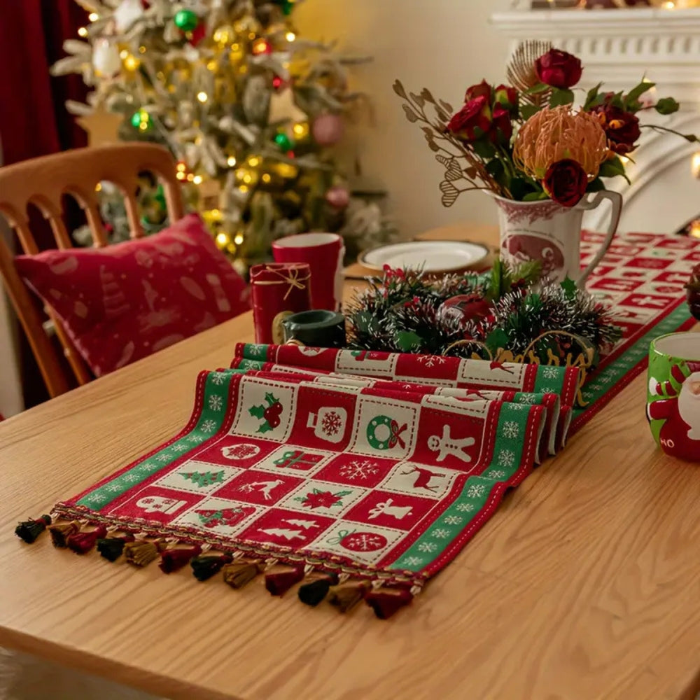 Festive Charm Holiday Table Runner — alternate angle view