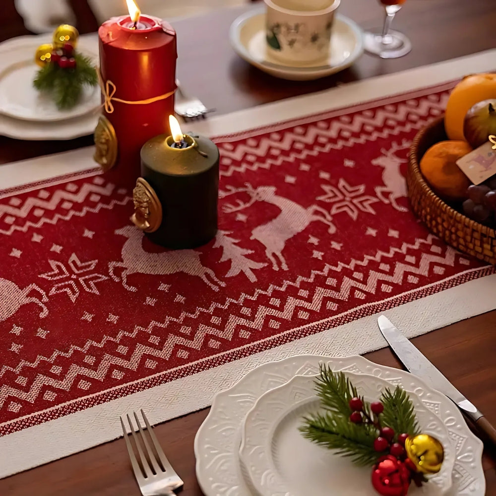 Festive Christmas Elk Table Runner — additional view