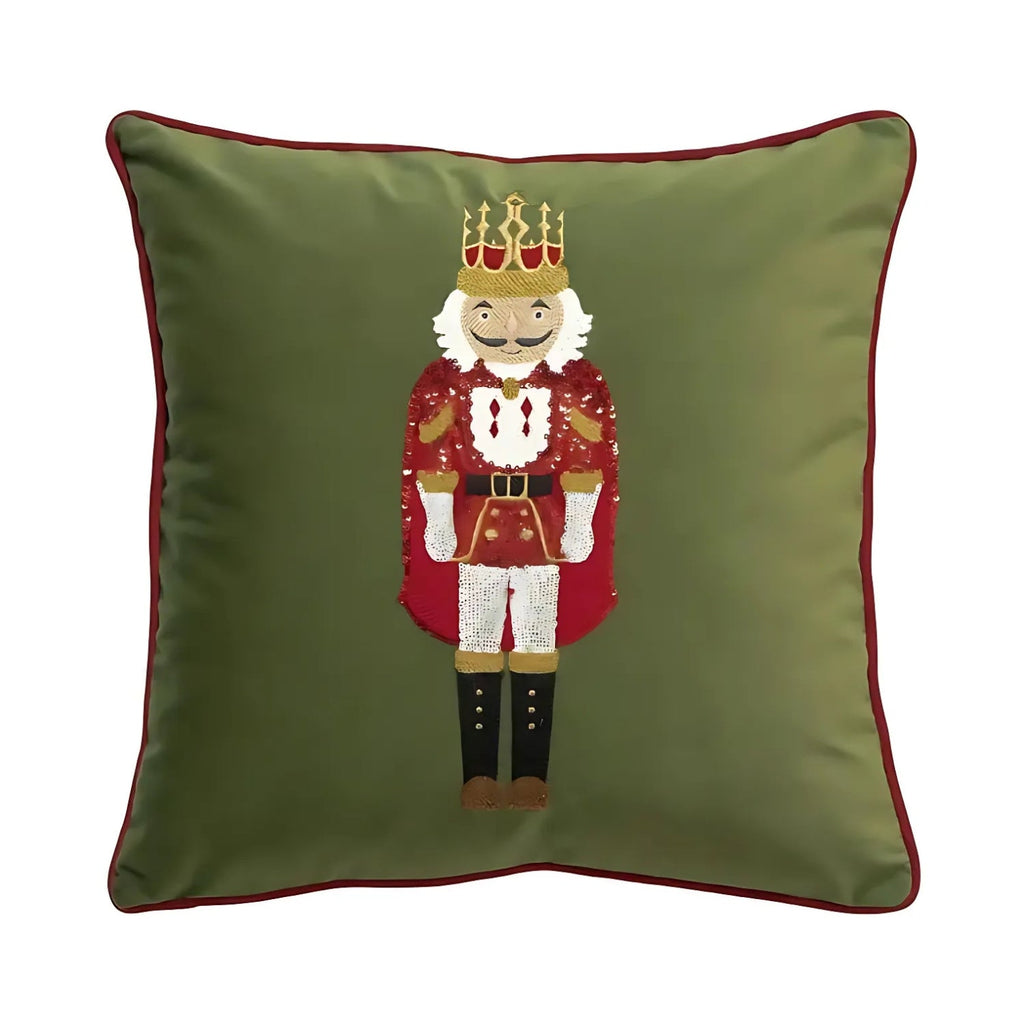 Festive Nutcracker Embroidered Christmas Cushion Cover — additional view