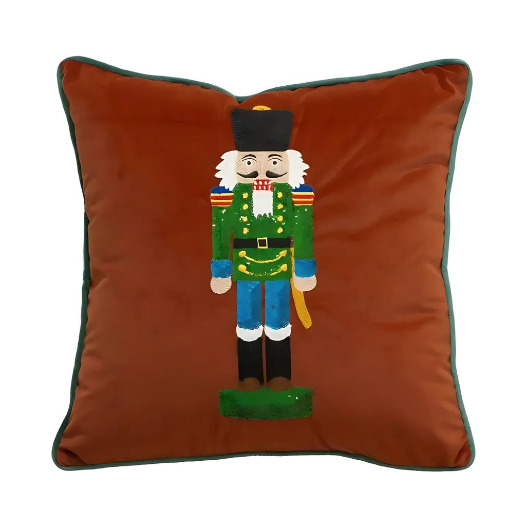 Festive Nutcracker Embroidered Christmas Cushion Cover — product feature detail
