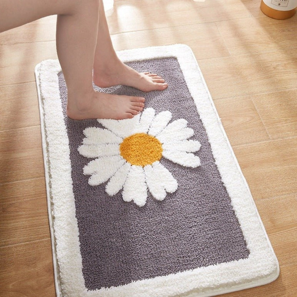 Fleur Plush Floral Bath Mat — product feature detail