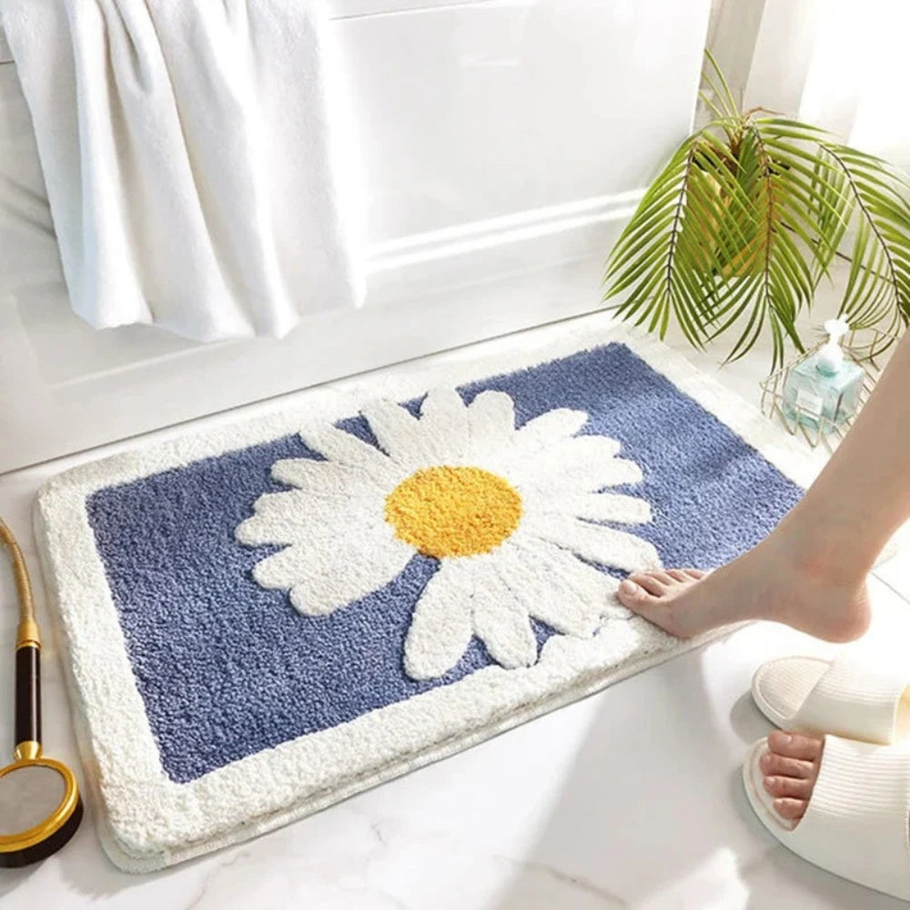 Fleur Plush Floral Bath Mat — product in use