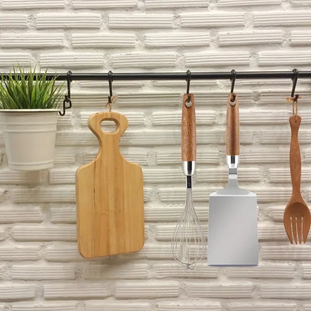 Stainless Steel Kitchen Spatula with Wooden Handle — product close-up