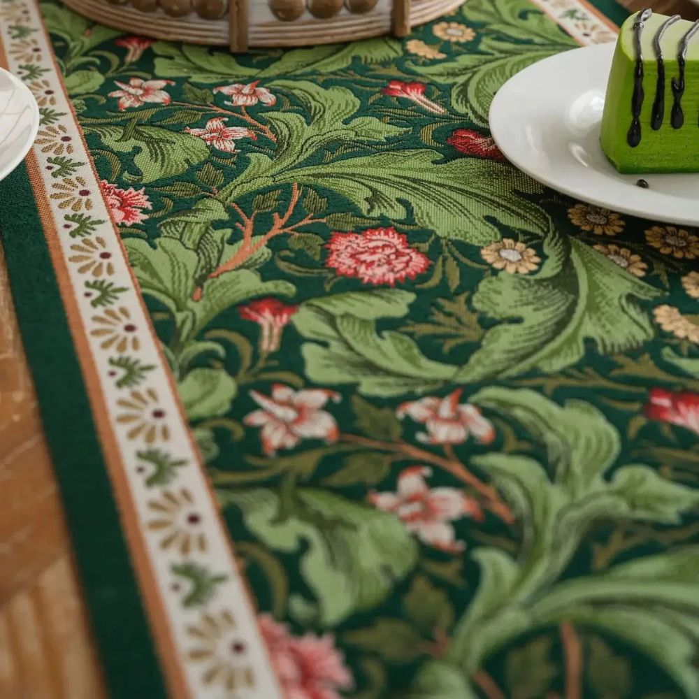 Flora Vine Embroidered Table Runner — alternate angle view