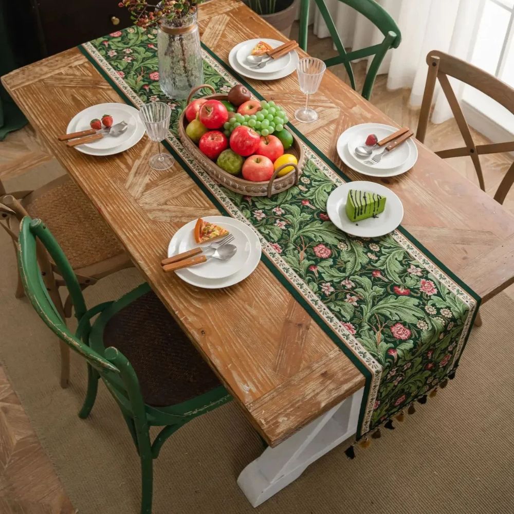 Flora Vine Embroidered Table Runner — main product photo