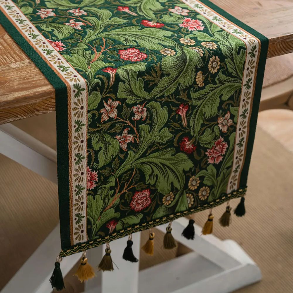 Flora Vine Embroidered Table Runner — size and scale reference