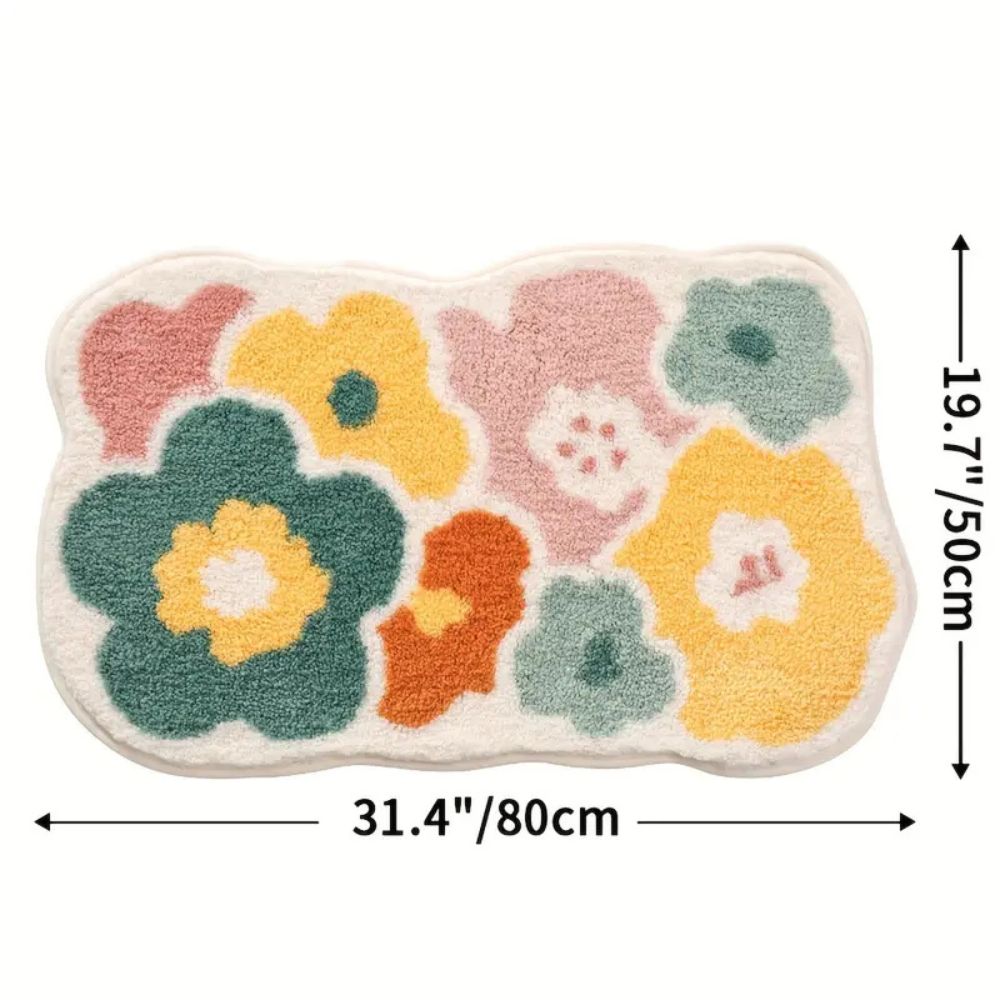 Floral Tufted Absorbent Bath Mat — material texture close-up