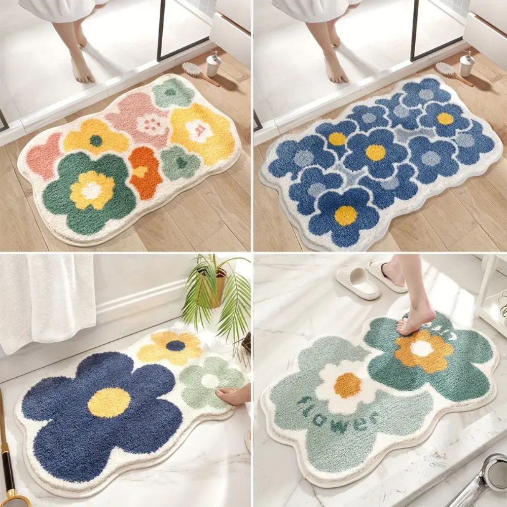 Floral Tufted Absorbent Bath Mat — additional view