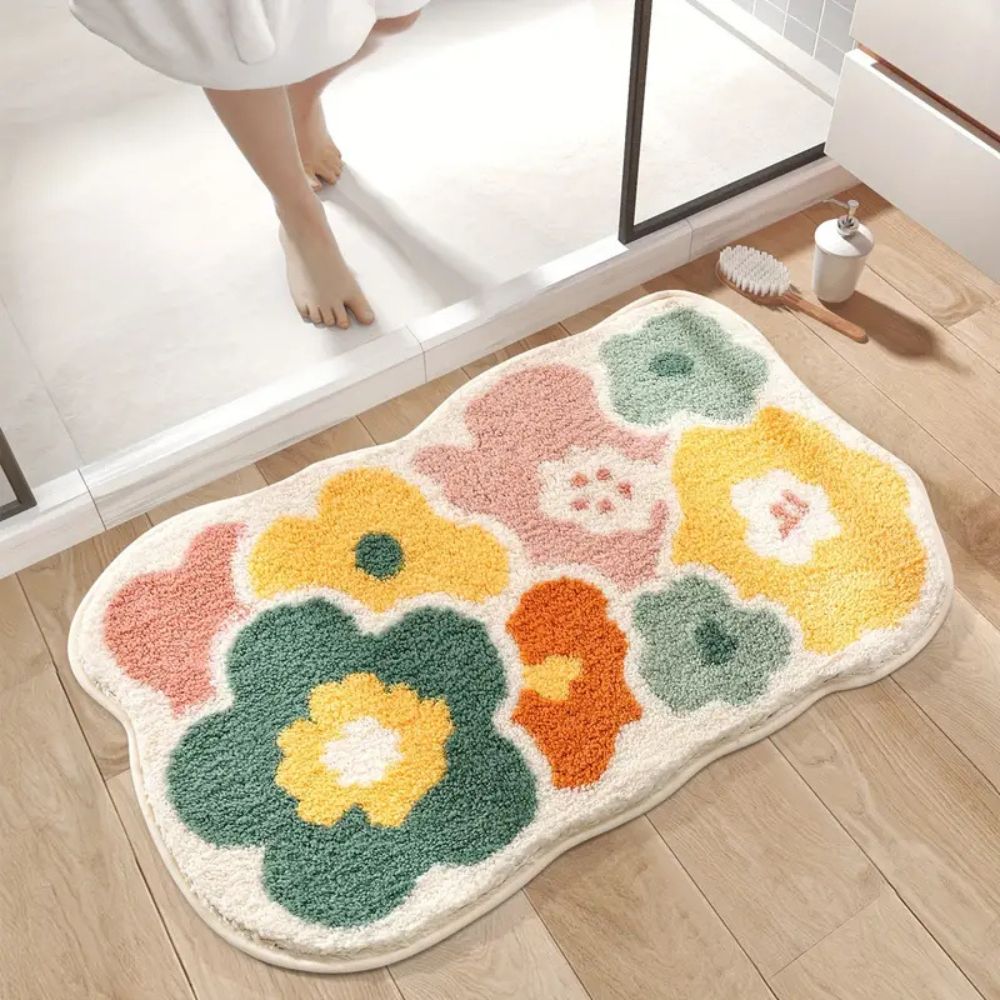 Floral Tufted Absorbent Bath Mat — main product photo