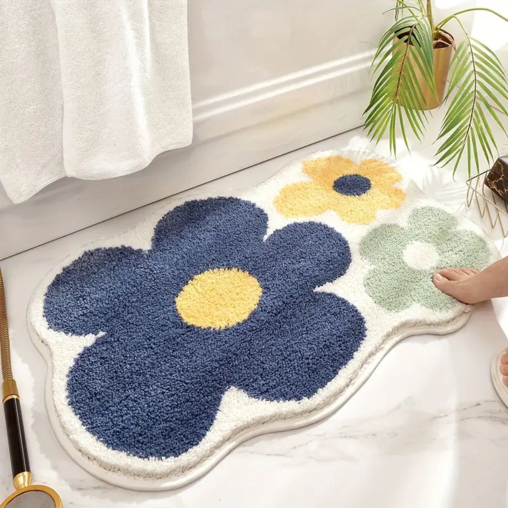 Floral Tufted Absorbent Bath Mat — product in use