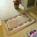 Floral Border Absorbent Bath Mat — alternate angle view