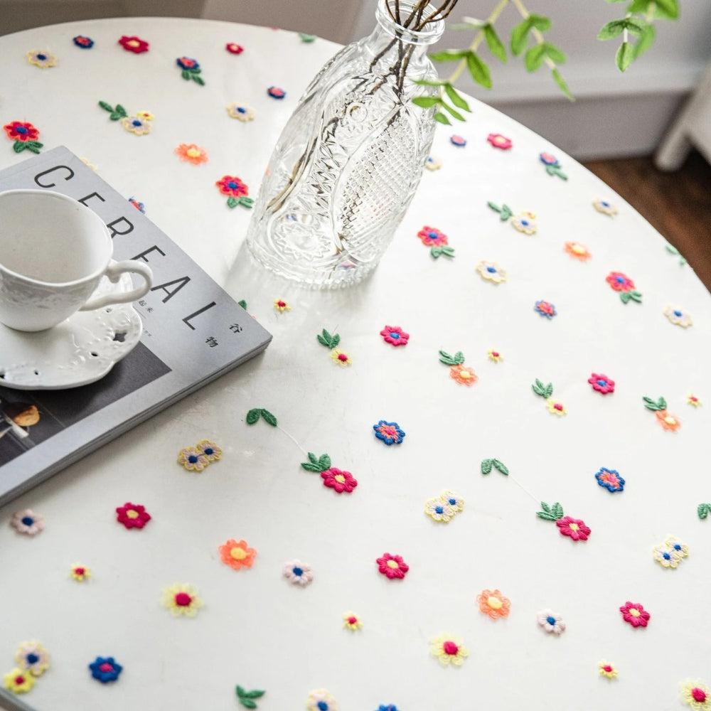 Floral Embroidered Lace Tablecloth Cover — product in use