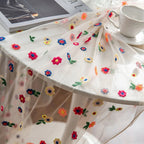 Floral Embroidered Lace Tablecloth Cover — product close-up