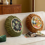 Floral Medley Velvet Round Cushion — product in use