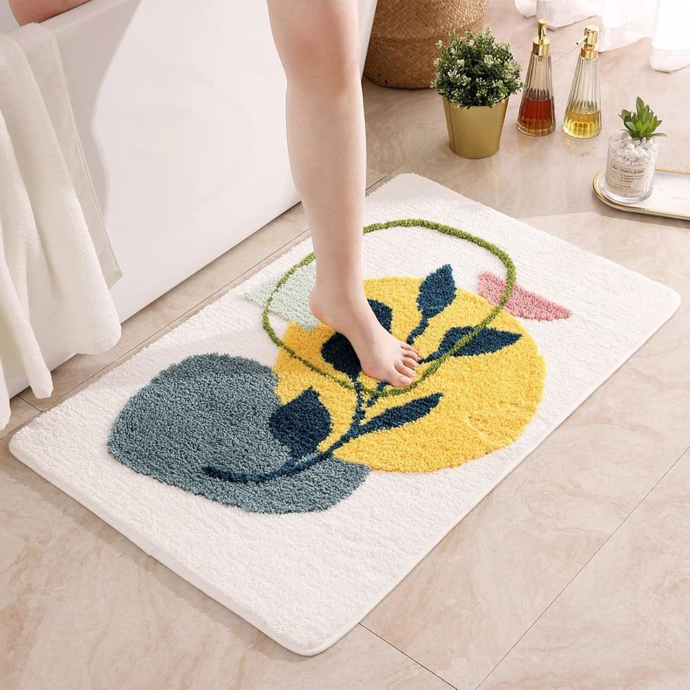 Floral Non-Slip Bathmat — product in use