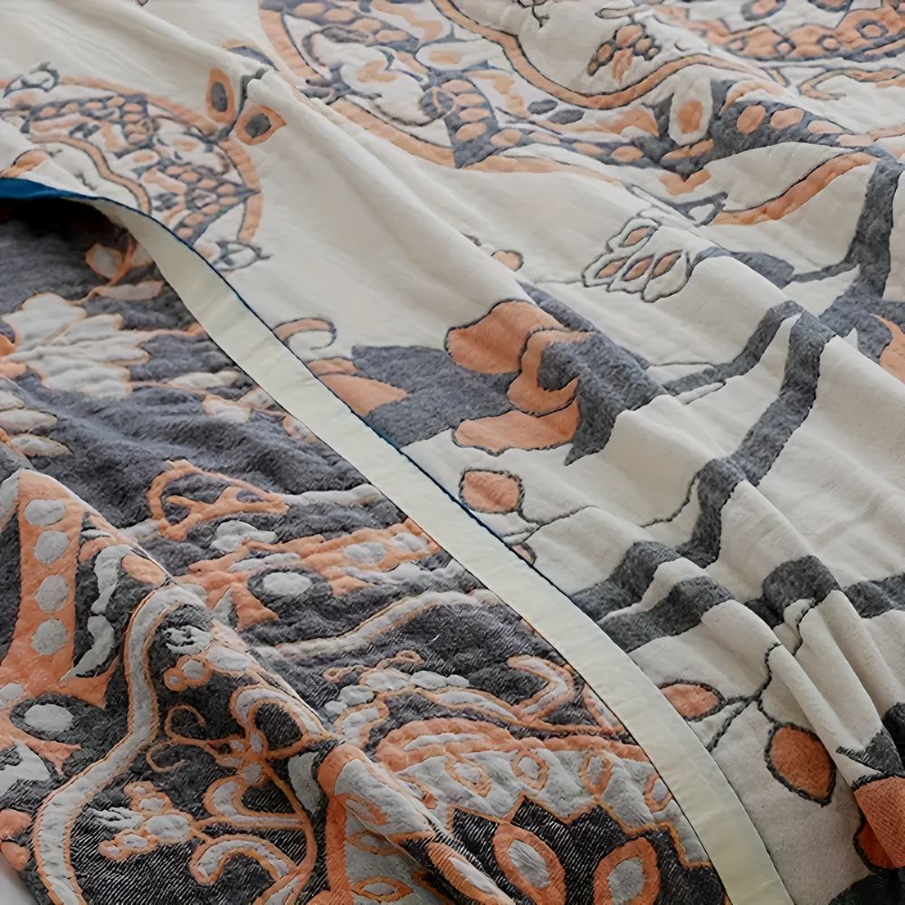 Floral Pattern Cotton Blanket — product in use