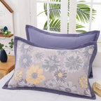 Floral Print Cotton Pillowcase | 2pcs — material texture close-up