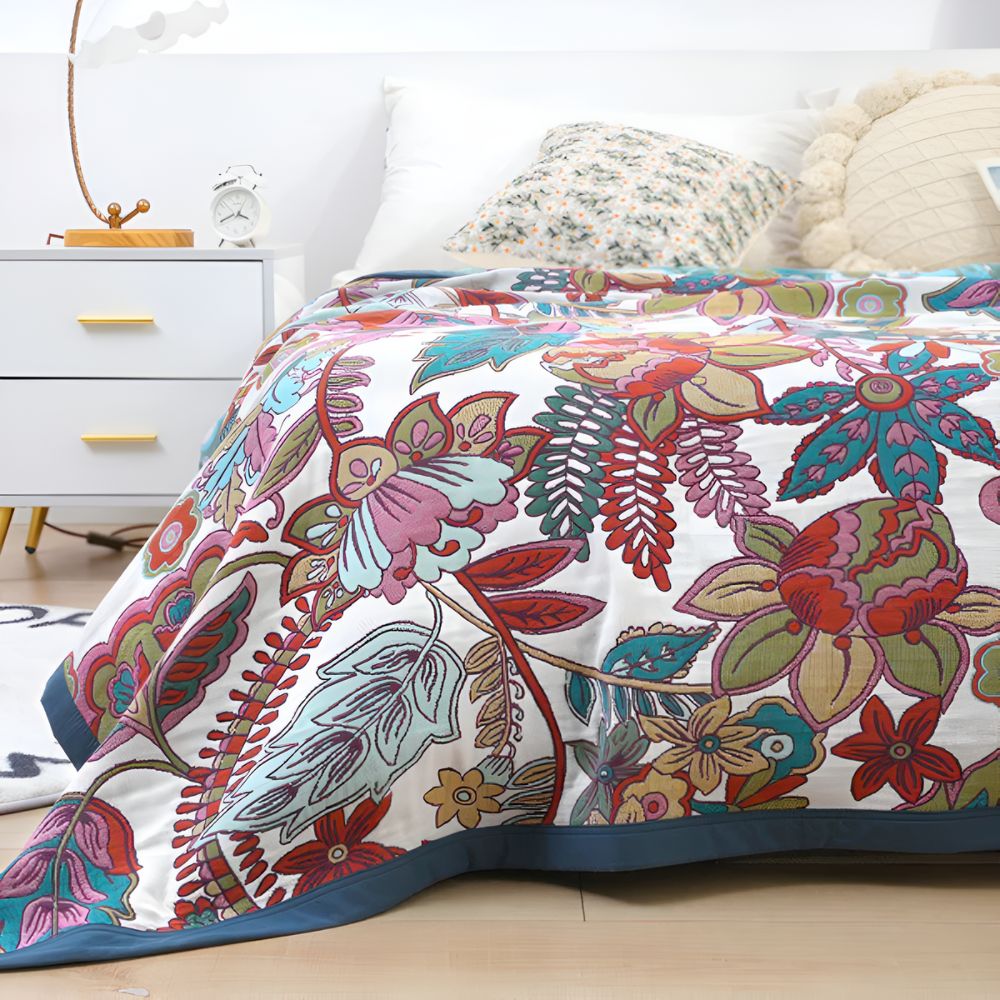 Floral Serenity Reversible Blanket — product detail view